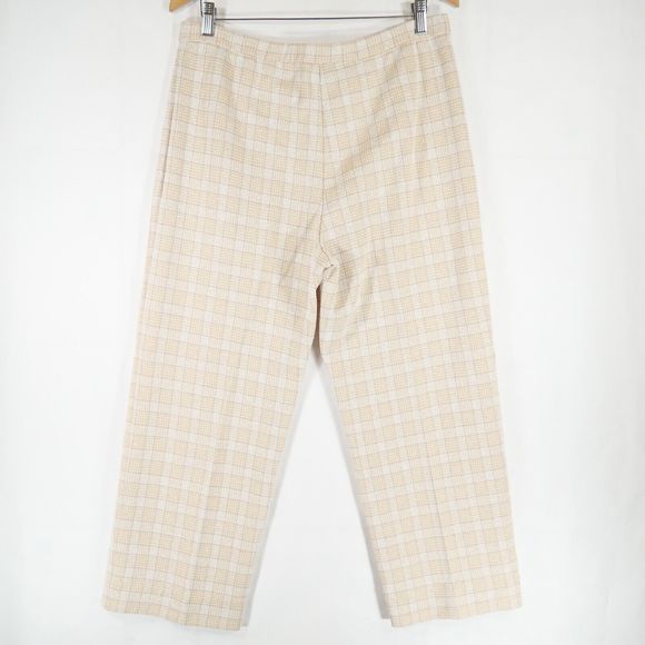 Vintage Usia Women's Tweed Dress Pants Cream Tan Elastic Waist Polyester Size 16 - Picture 5 of 11